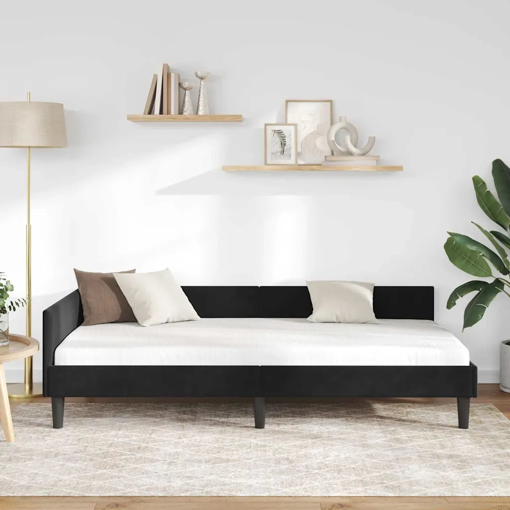 Cornice del letto ad angolo Nero 90 cm x 190 cm Velluto 42016149