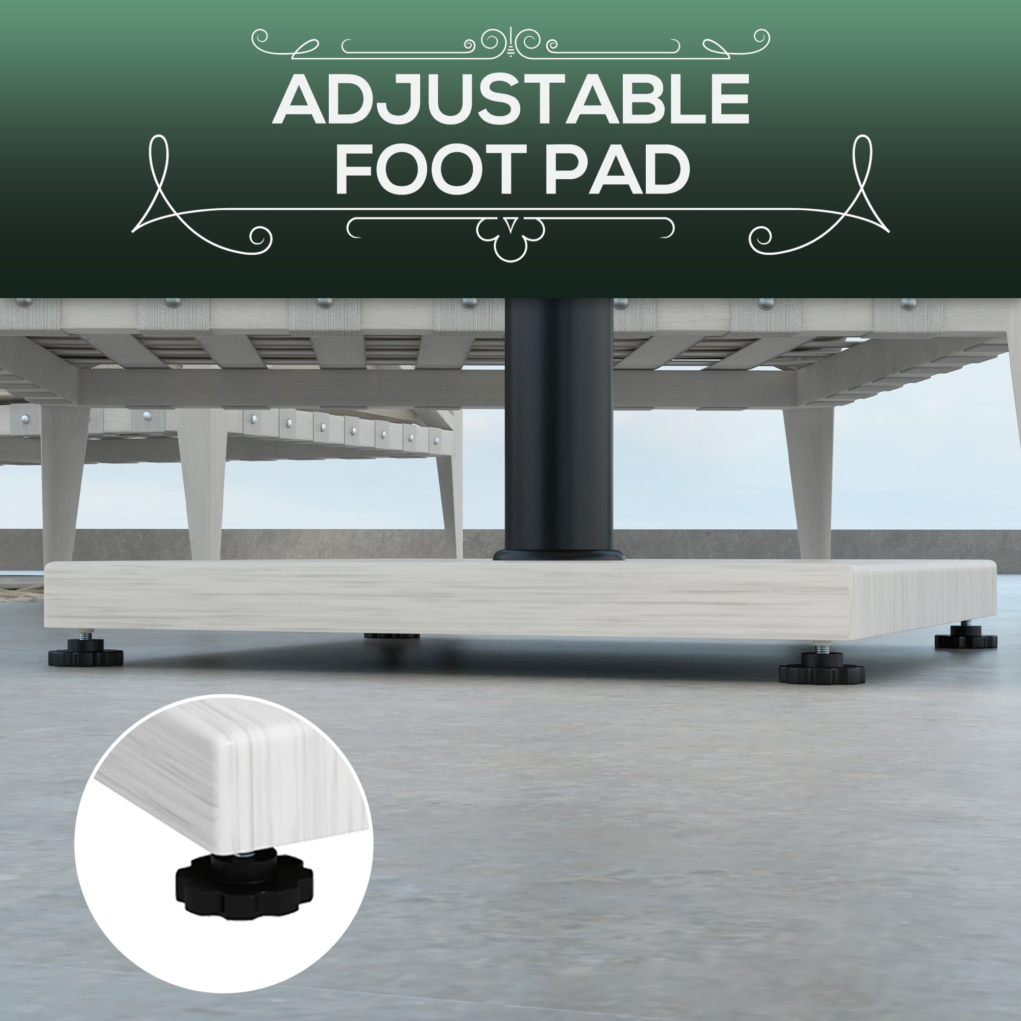 Base per Ombrellone da 25kg in Metallo e Cemento con Effetto Legno 45x45x33.5cm Bianco