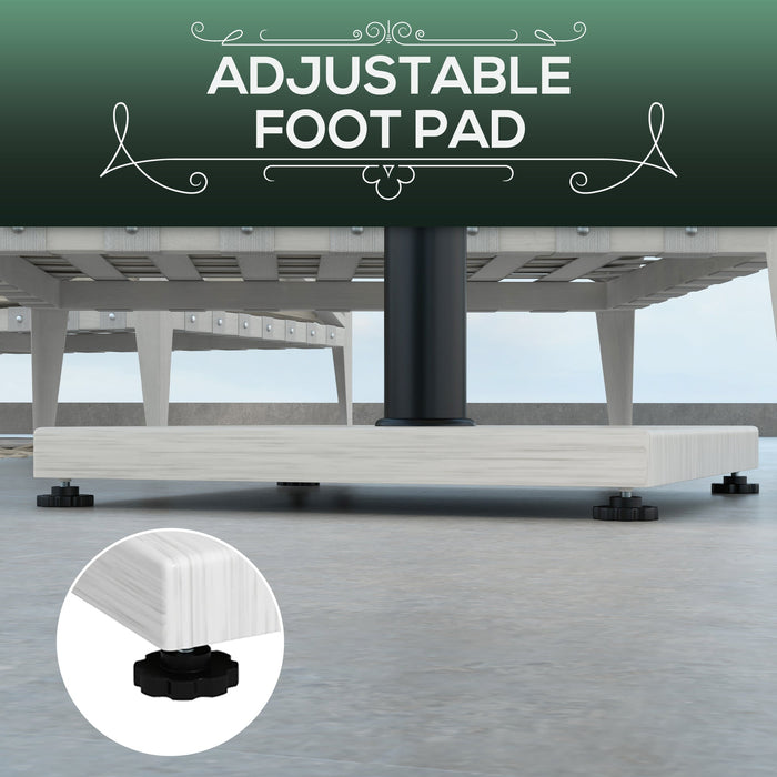 Base per Ombrellone da 25kg in Metallo e Cemento con Effetto Legno 45x45x33.5cm Bianco