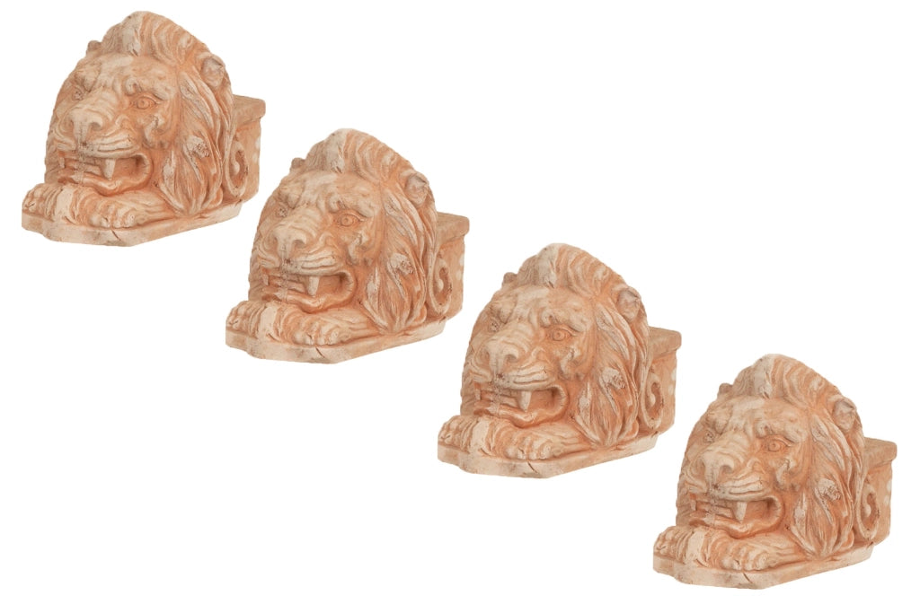 Biscottini Set 4 Piedini TESTA DI LEONE sottovaso per vasi in Terracotta Toscana 100% Made In Italy interamente Lavorata a Mano
