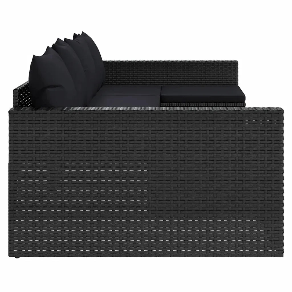 Set da Giardino 2 pz | Set Salotto da Giardino con Cuscini Nero in Polyrattan