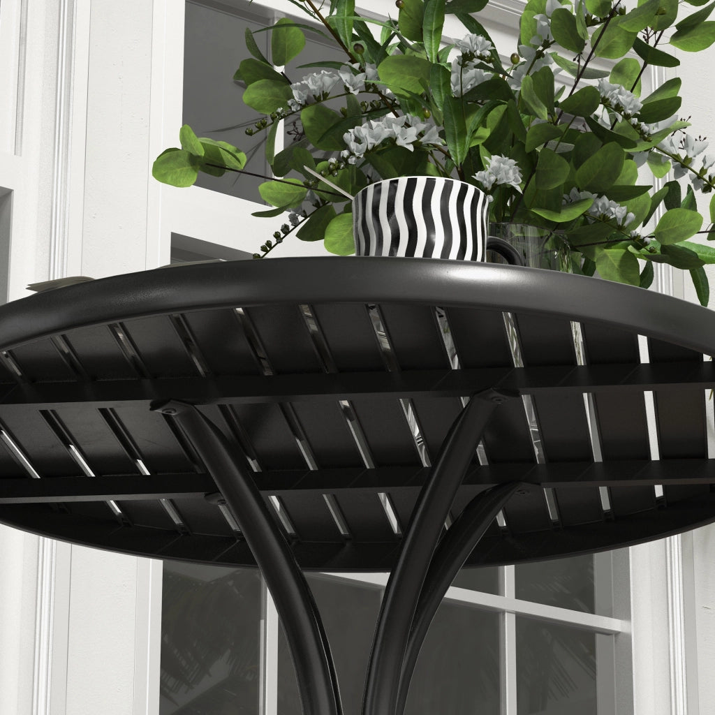 Tavolo da giardino rotondo ¨C zephmum ¨C acciaio, nero, ?66cm