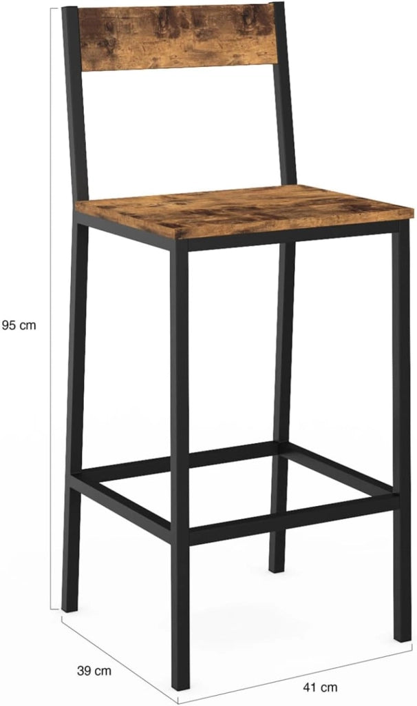 Lote de 4 taburetes de bar DAYTON con respaldo silla de cocina de diseño industrial