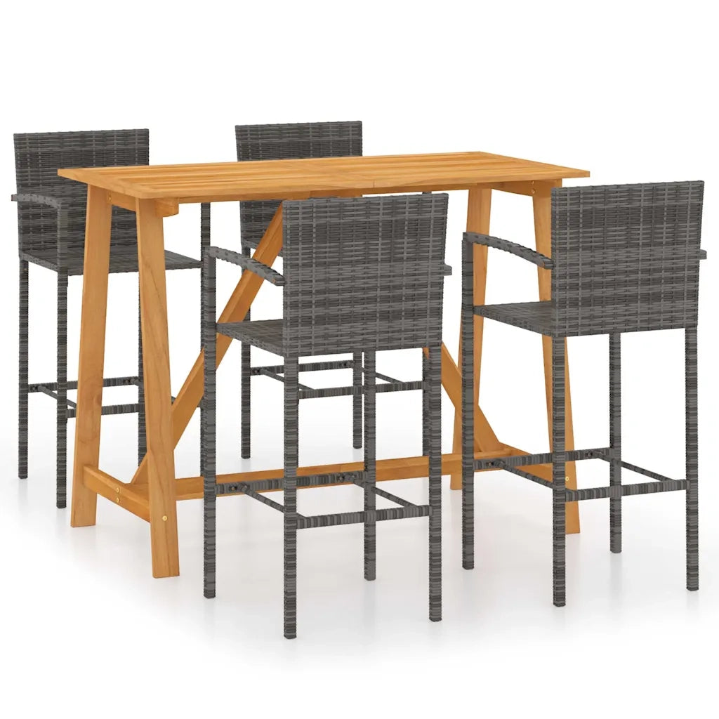 Set Bar da Giardino 5 pz Grigio 3067970