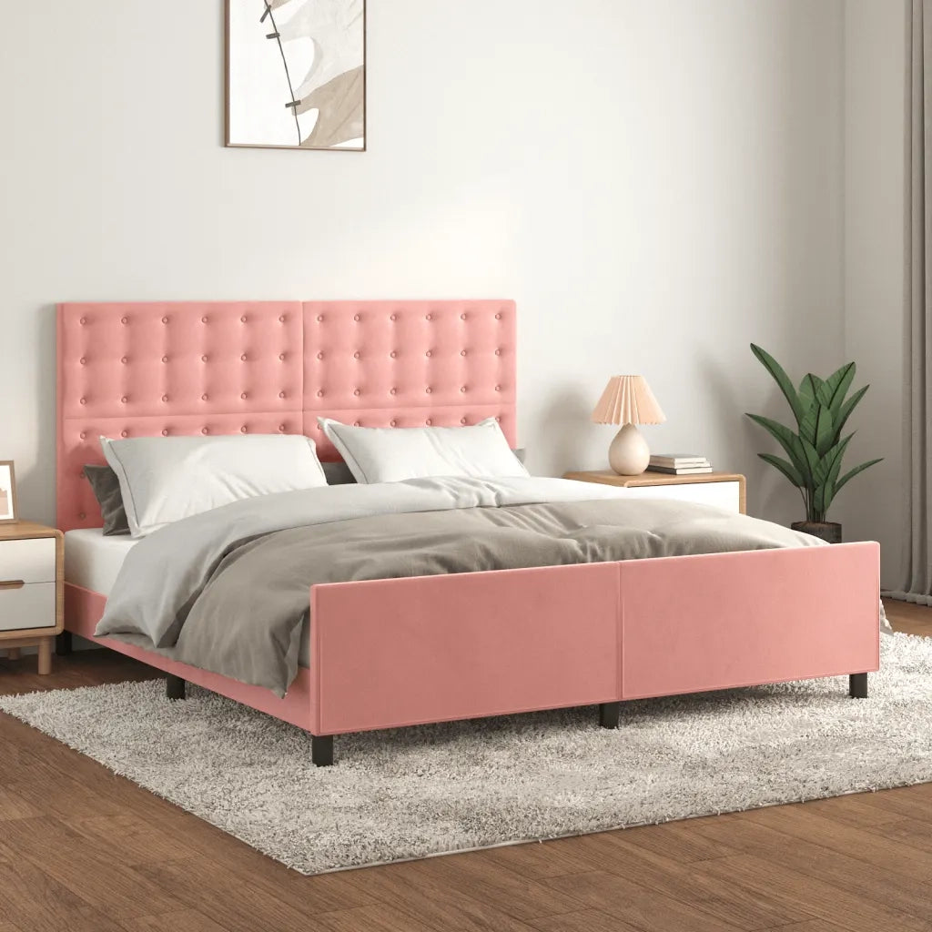 Giroletto con Testiera-Struttura Letto con testiera Rosa 180x200 cm in Velluto 608121