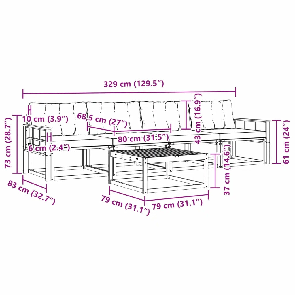 Set di divani da esterno 5 pz Bianco e Beige 3388403
