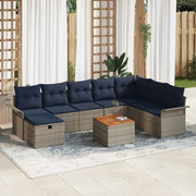 Set Divano da Giardino con cuscino 9 pcs Grigio Poly Rattan 3360804