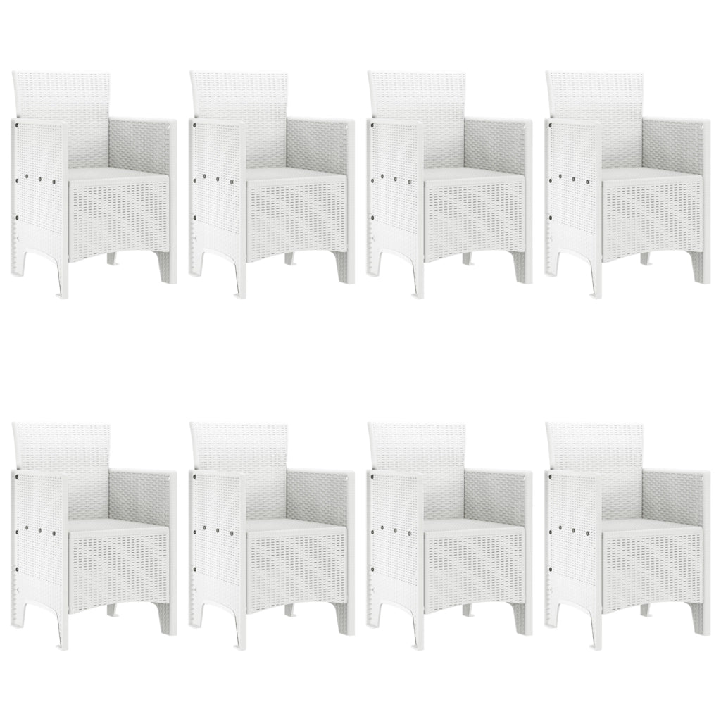 Set da pranzo da giardino vitaXL 9 pezzi Bianco Polyrattan