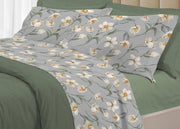 Completo Lenzuola Matrimoniale 100% Raso Cotone Floreale Dis. Lavinia