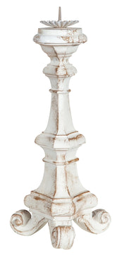 Biscottini Candeliere in legno finitura bianca anticata L19xPR19xH40 cm Made in Italy