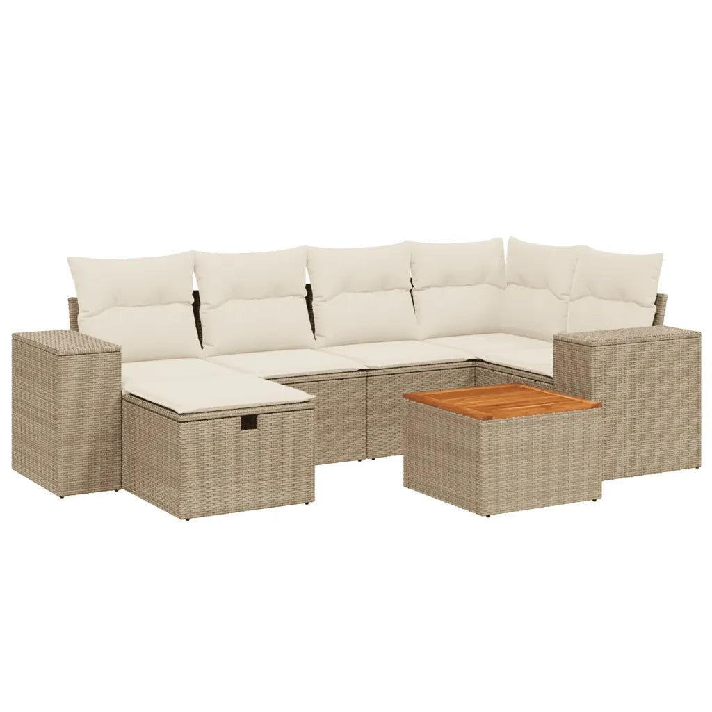 Set Divani da Giardino 7 pz con Cuscini Beige in Polyrattancod mxl 89751