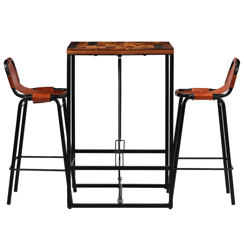Set da Bar 3 pz in Massello di Recupero e Vera Pelle di Capra 246286