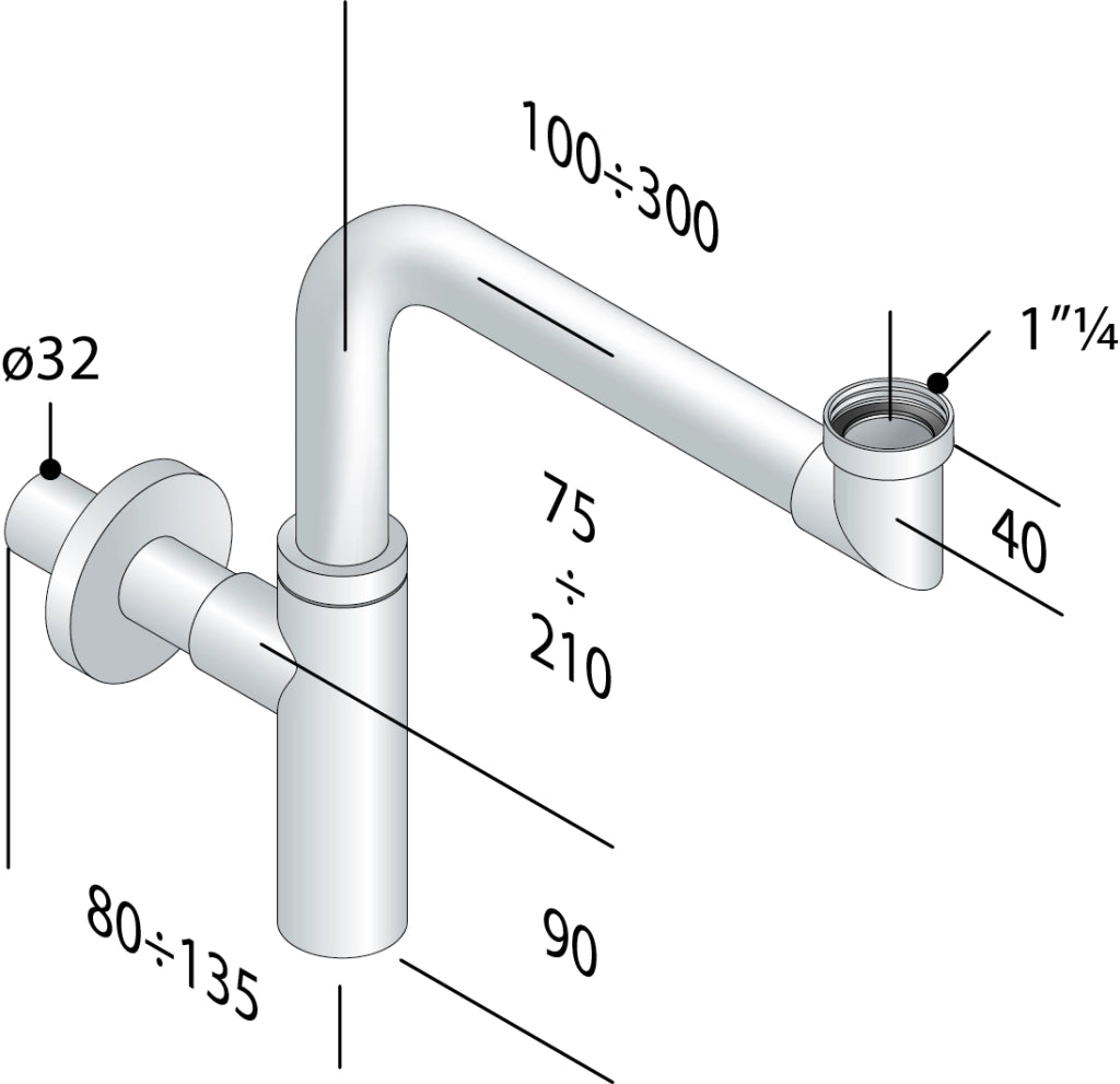 SIFONE TOTI-EXEC CROMATO- 11/4 x 32- TEA- pezzi 1