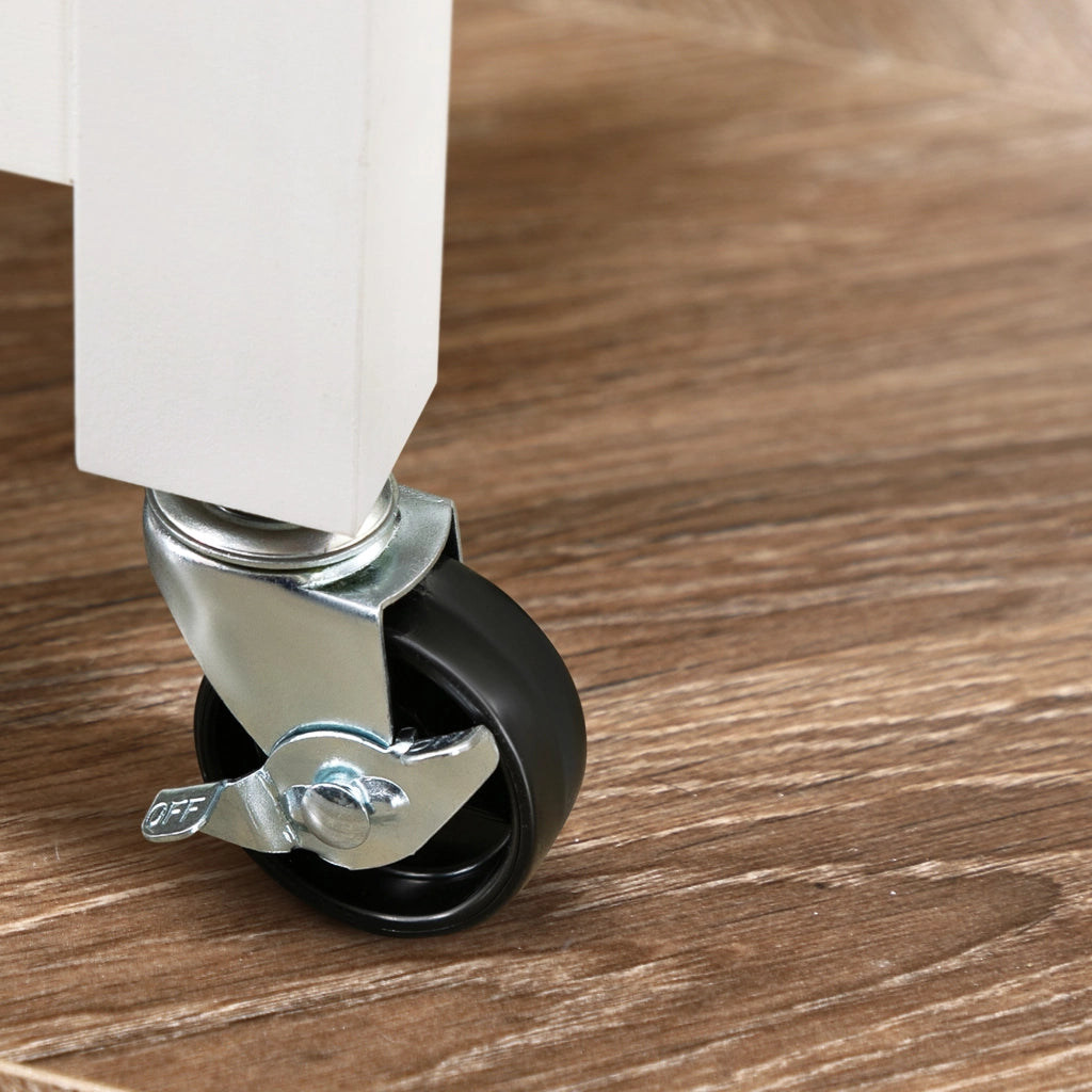 Carrello da Cucina 67x37x85,5 cm con 3 Cassetti e 3 Ripiani Aperti in Legno Bianco