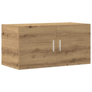 Mobiletto a muro in rovere lavorato a mano con 2 ante elegante contenitore 80 x 39 x 40 cm legno di rovere composito 02_0050715