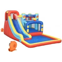 Castello Gonfiabile per Bambini 3-8 Anni con Trampolino, Scivolo e Piscina, 435x245x200cm