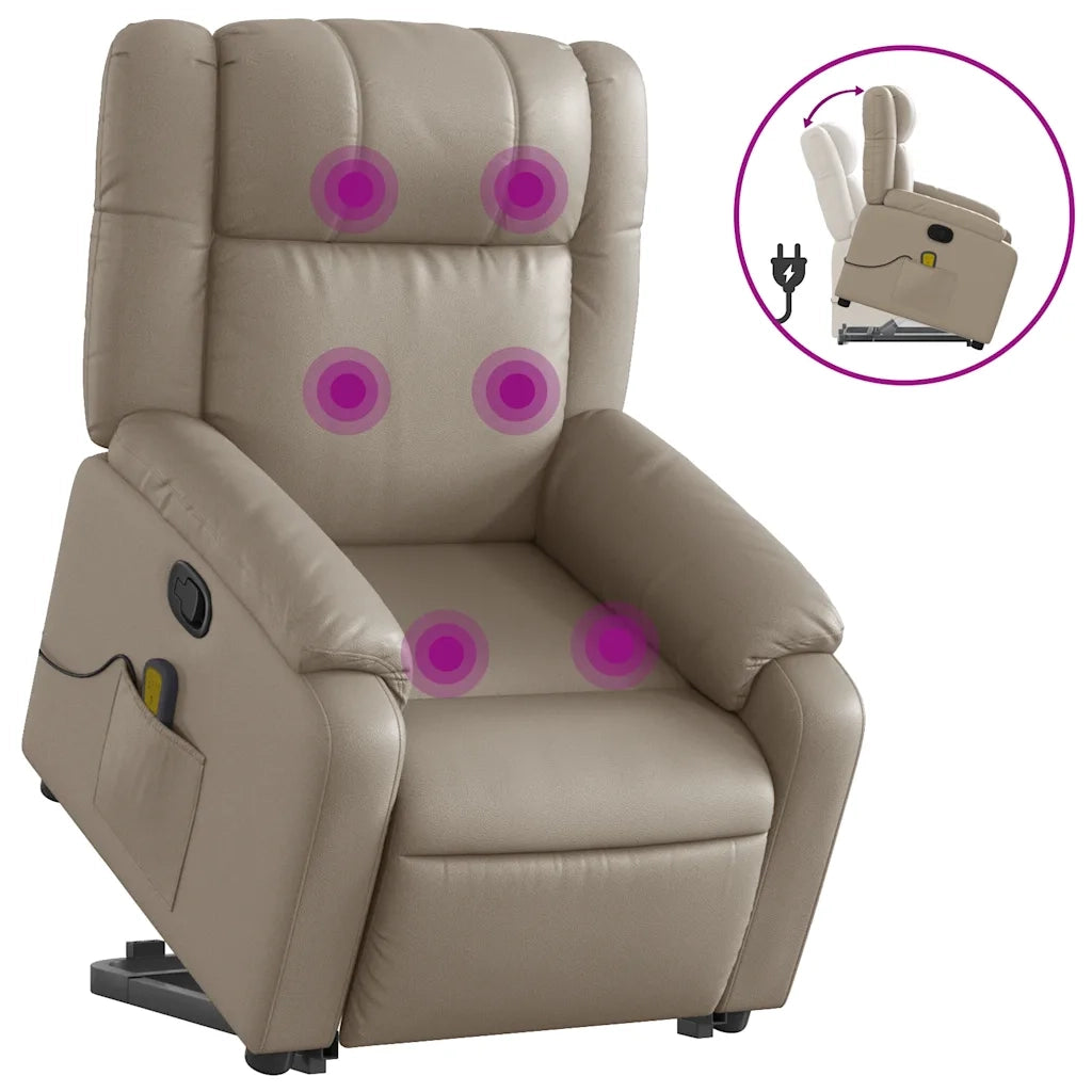 Poltrona Alzapersone Massaggi Reclinabile Cappuccino Similpelle 3205163