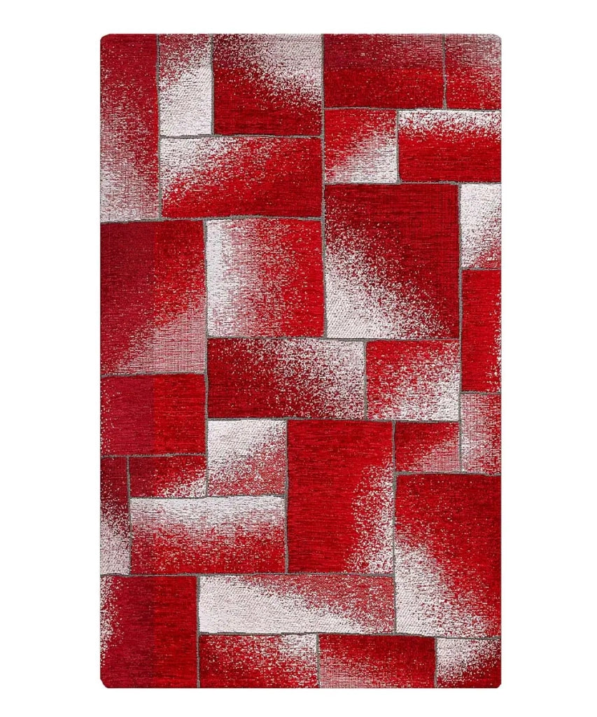 Tappeto Arredo TETRIX ROSSO salotto soggiorno camera, disegno geometrico stile mondrian arte moderna, multiuso lavabile antiscivolo cm.85x150
