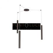 ROUND TUBE SOSPENSIONE 3 LUCI MARRONE CAVO CM.250 CON BASE 1174-S3-MA