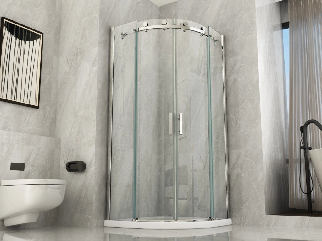 Box doccia semicircolare scorrevole cristallo 8mm trasparente Fluida 90x90 cm