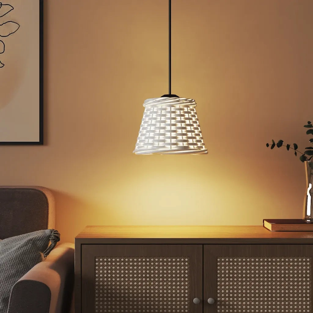 Paralume da Soffitto Bianco ?15x12 cm in Vimini CFW1773372