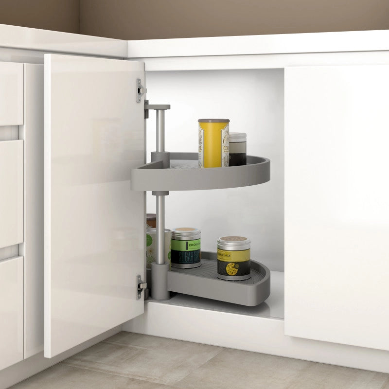 Set di piatti girevoli 3/4 Shelvo, per modulo da 800 mm, Tecnoplastica e Alluminio, Grigia