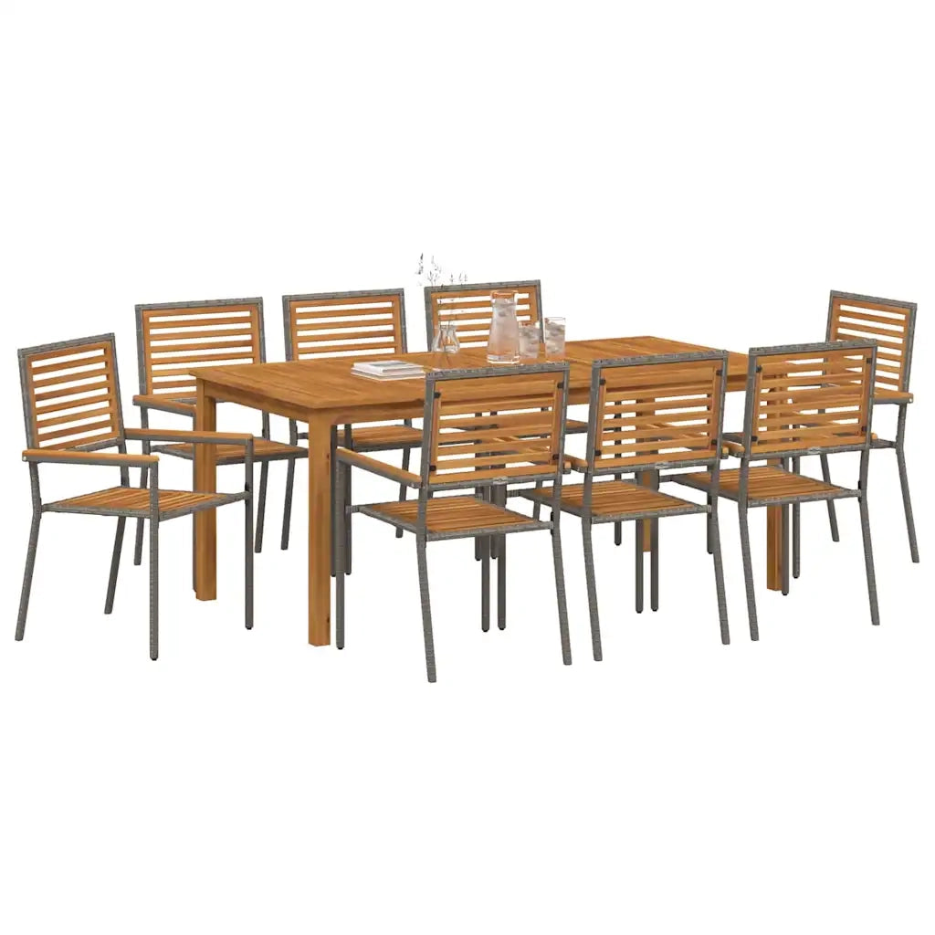 Set da Pranzo per Giardino 9 pcs Grigio 3365545