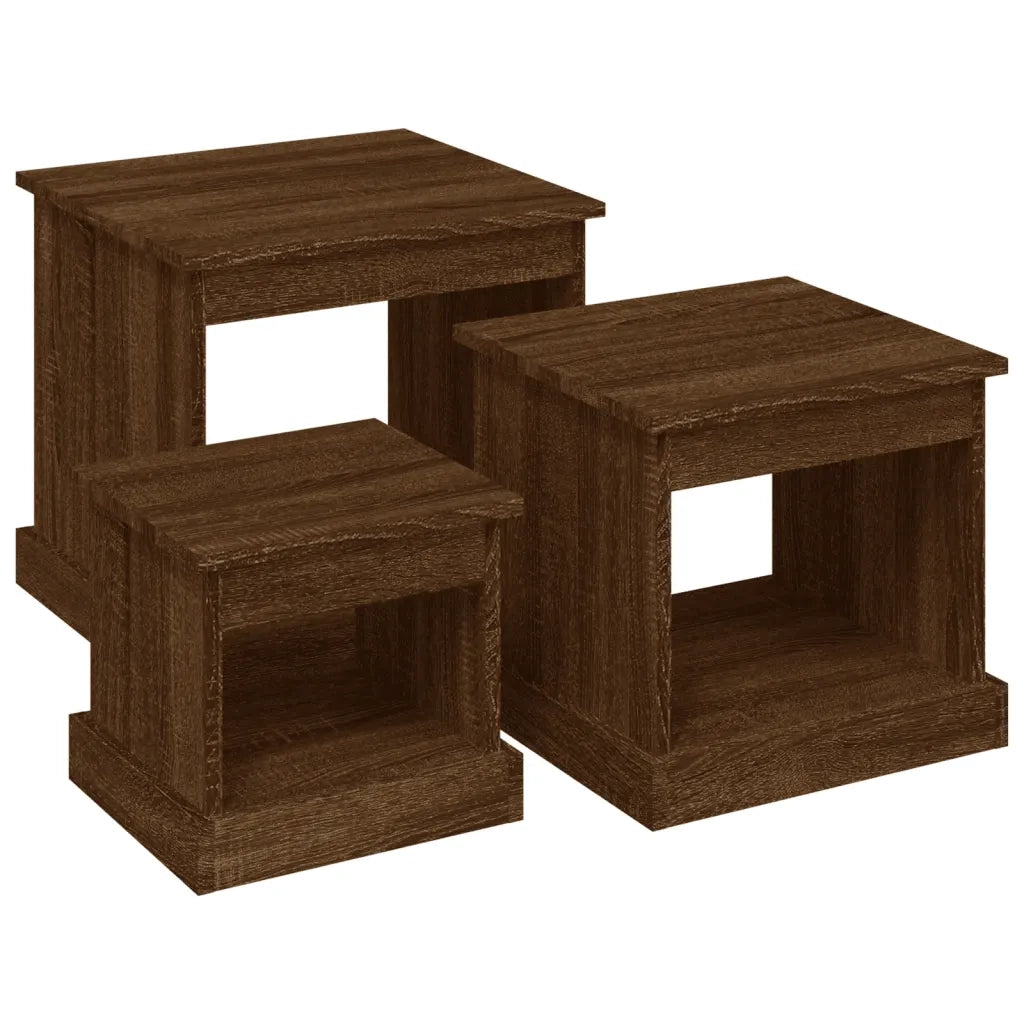 Tavolini da Salotto 3 pz Rovere Marrone in Legno Multistrato 816495
