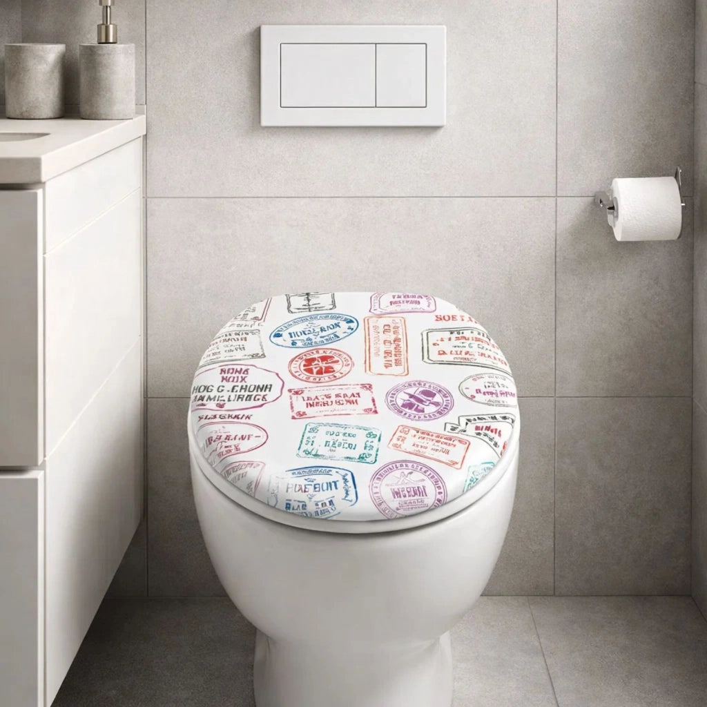 Sedile wc copri vater universale frizionato fantasia in mdf chiusura rallentata *** fantasia travel, confezione 1