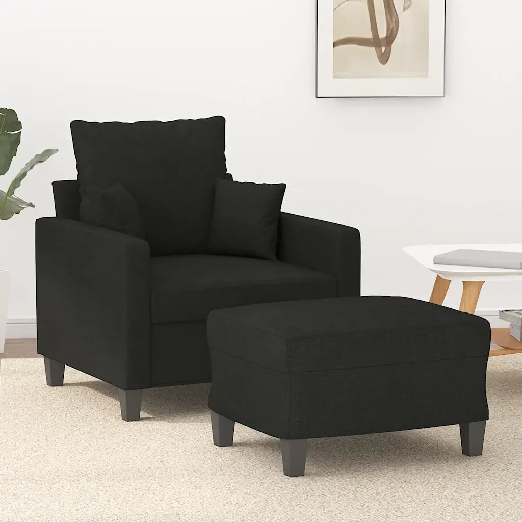 Poltrona | Sedia Relax con Poggiapiedi Nero 60 cm in Tessuto