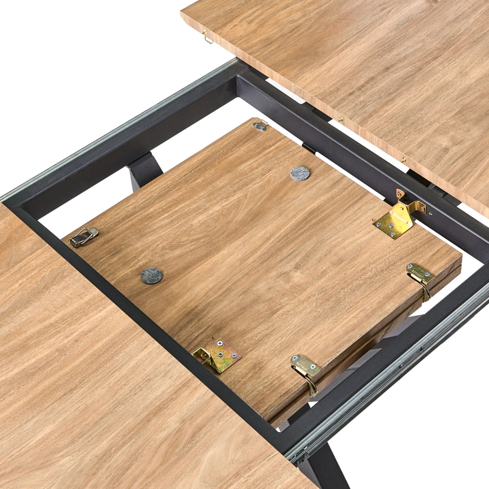 Tavolo da pranzo marrone nero con piano in MDF e gambe in ferro 140/180 x 90 cm allungabile ovale moderno sala da pranzo cucina