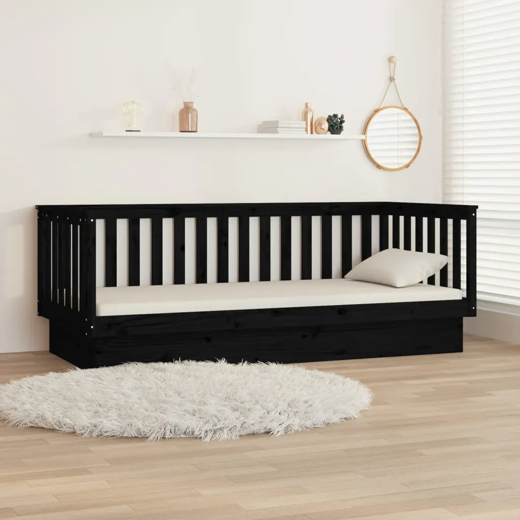 Dormeuse Nera 100x200 cm in Legno Massello di Pino 821573