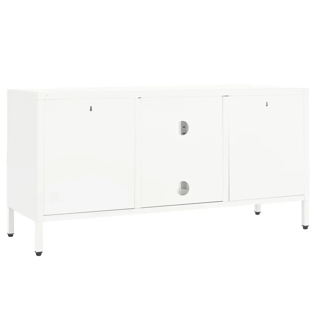 Mobile TV Bianco 105x35x52 cm in Acciaio e Vetro