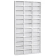 Libreria Porta CD in Legno con 3 Colonne da 12 Ripiani ad Altezza Regolabile, 102x23.5x195 cm, Bianco