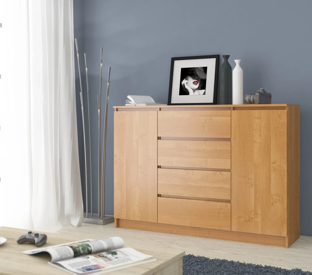 Cassettiera AKORD K140 Ontano 138 cm 2 ante 4 cassetti 138x40x99 cm