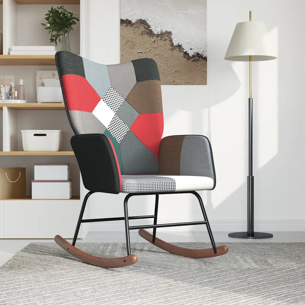 Sedia a Dondolo in Tessuto Patchwork CFW2781070