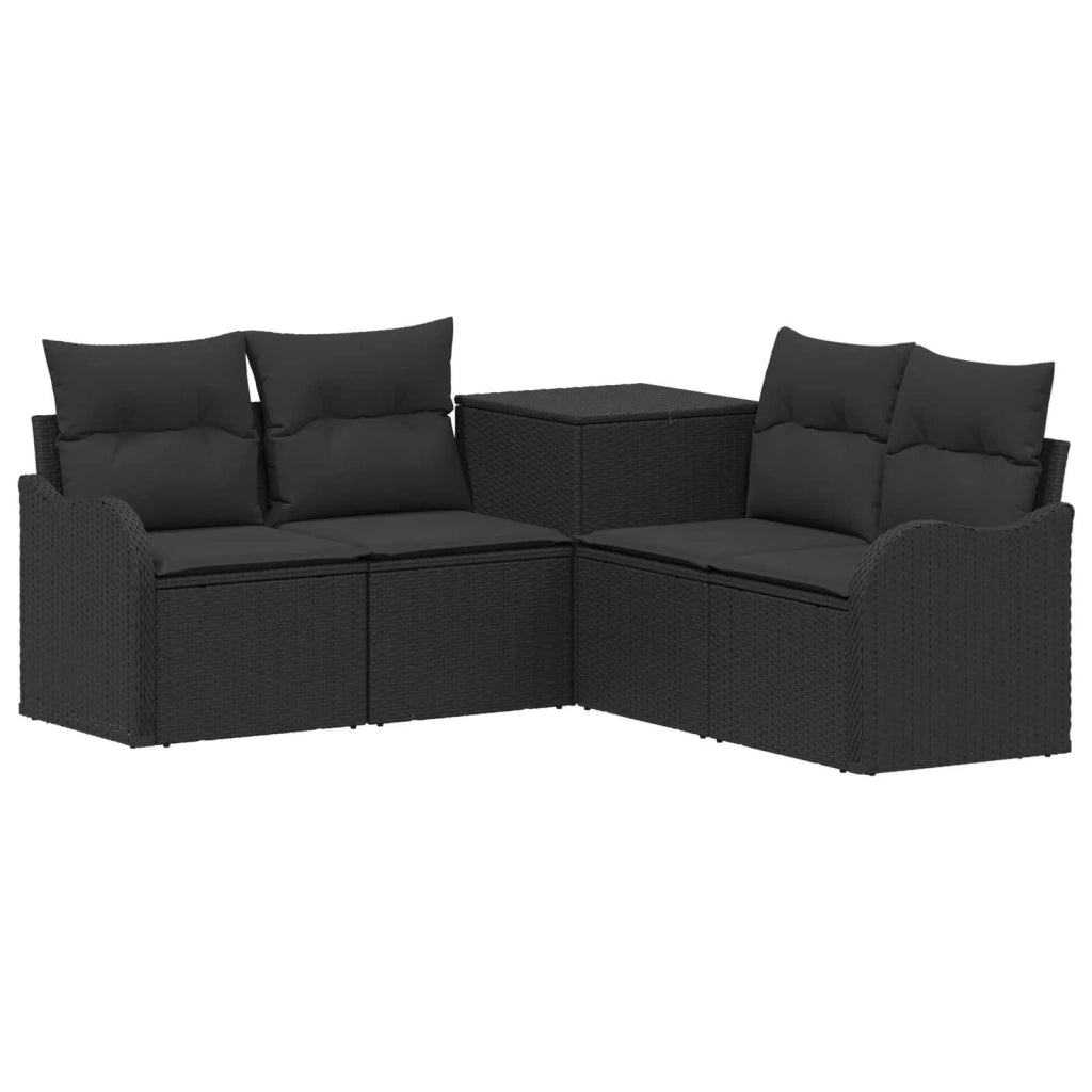 Set di divani 5 pz Nero Rattan sintetico e Acciaio 3447751
