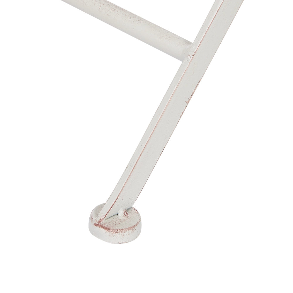Set balcone giardino Tavolo e sedie 3 pezzi in metallo bianco con effetto invecchiato