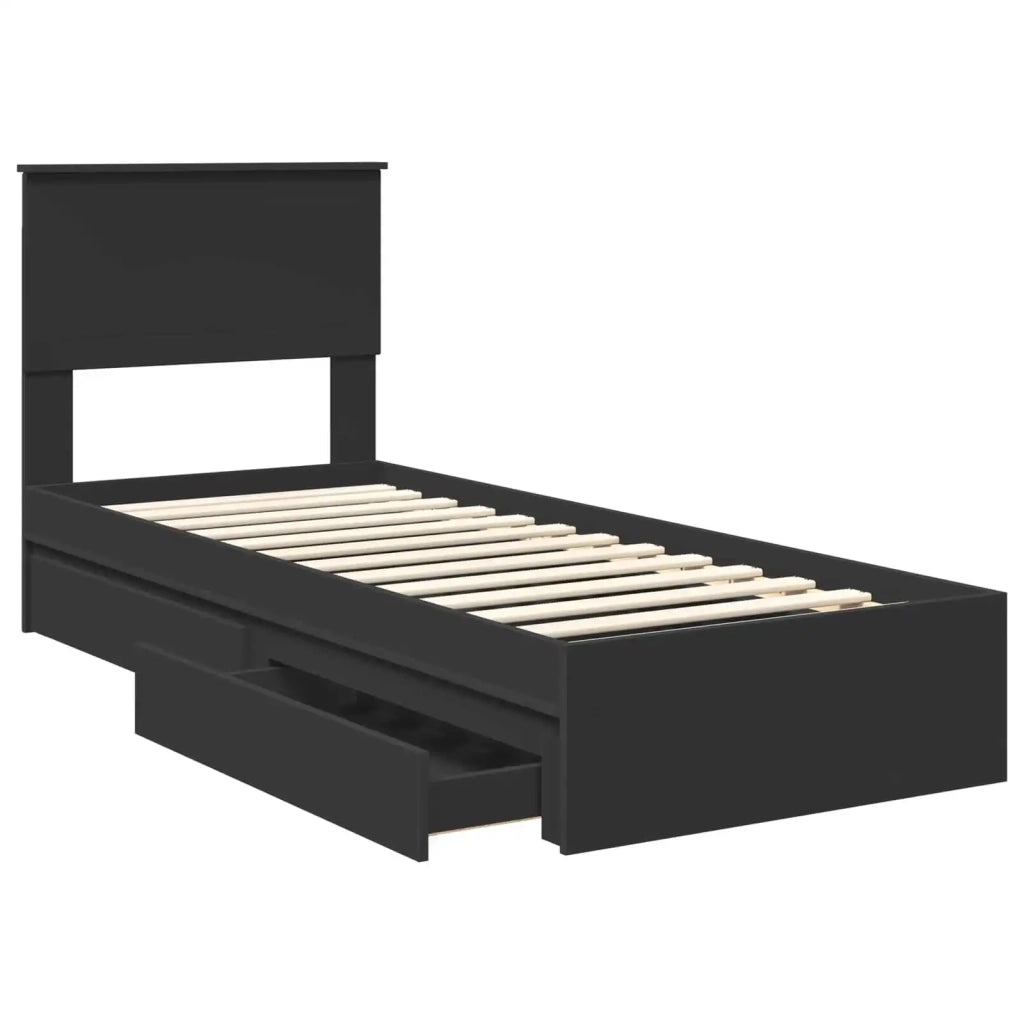 Letto con Contenitore Nero 75 x 190 cm Legno multistrato