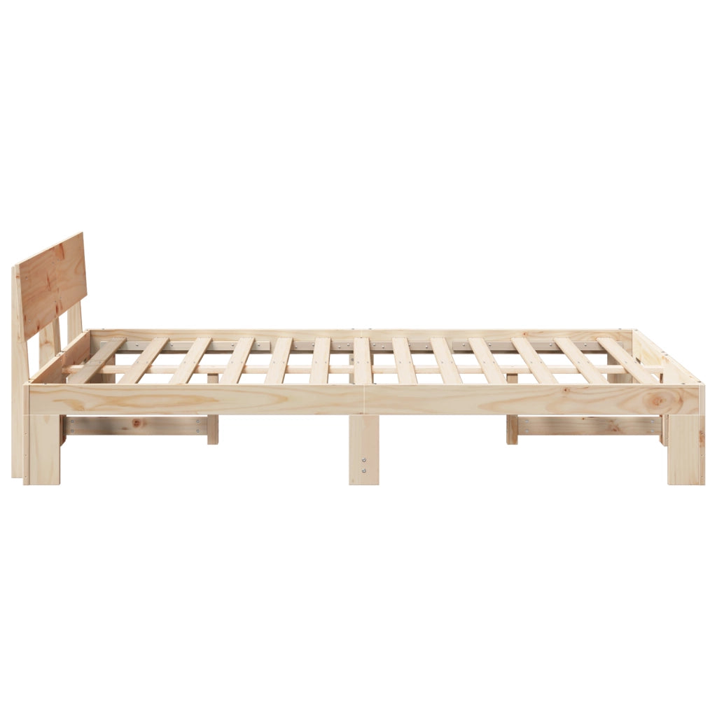 Struttura Letto con Testiera 140x190 cm Legno Massello di Pino