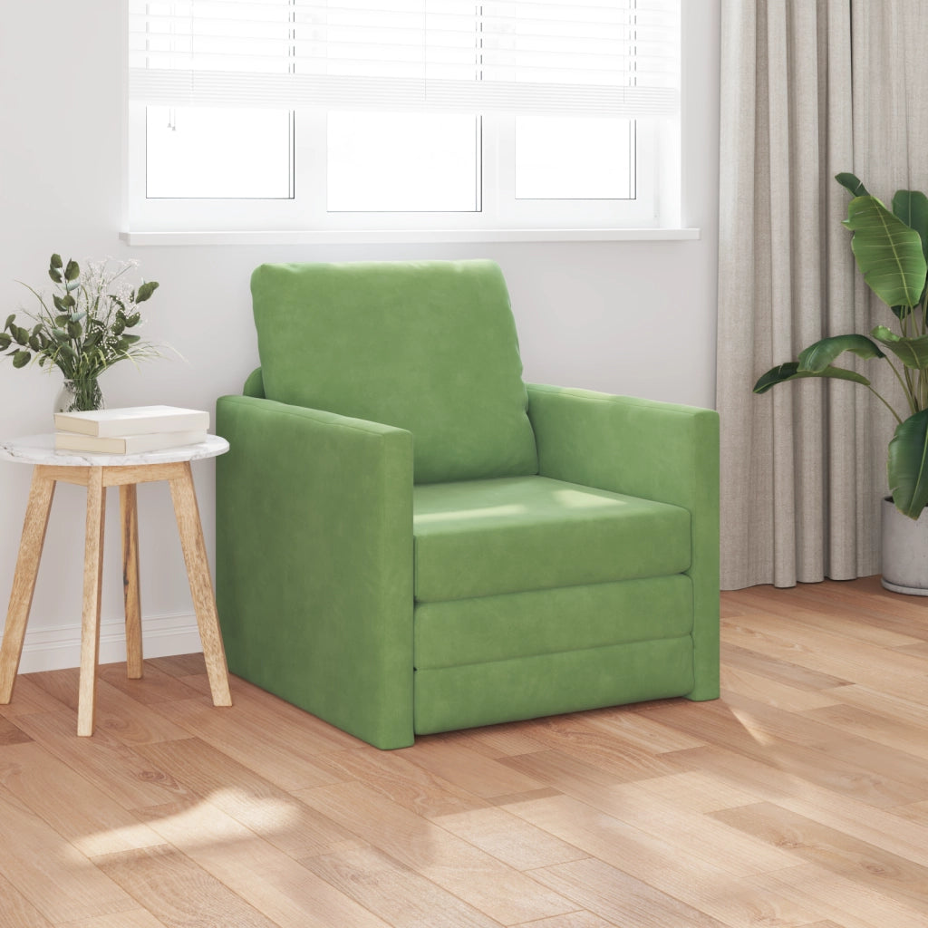 Divano Letto 2-in-1 Verde Chiaro 74x77x81 cm Velluto
