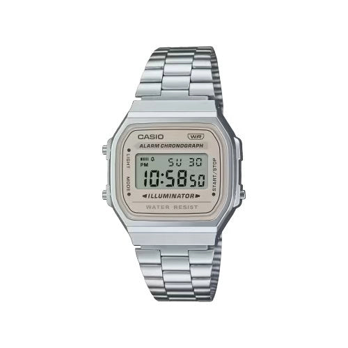 Orologio casio a168wa 8ayes vintage light beige e silver