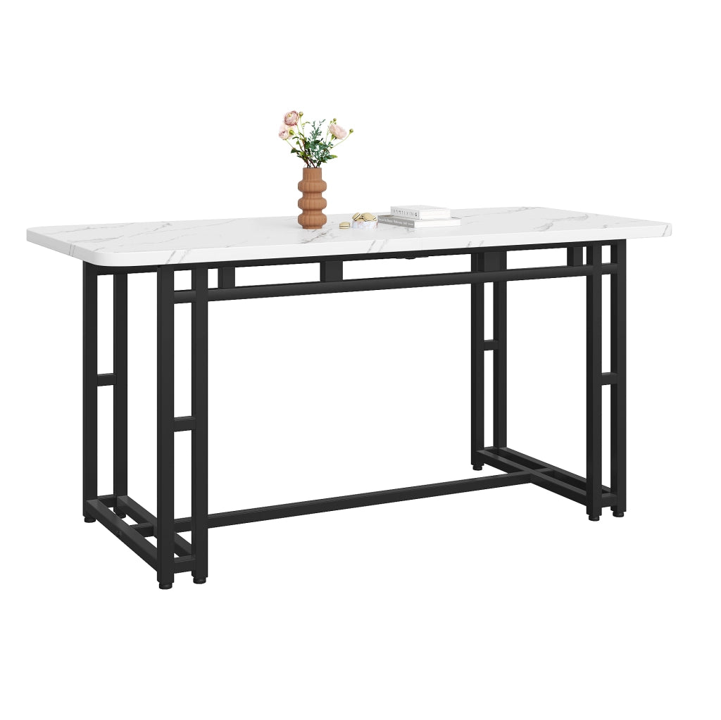 Tavolo da pranzo ULEVR 140x80 cm con piano in MDF e gambe in metallo nere, bianco e nero