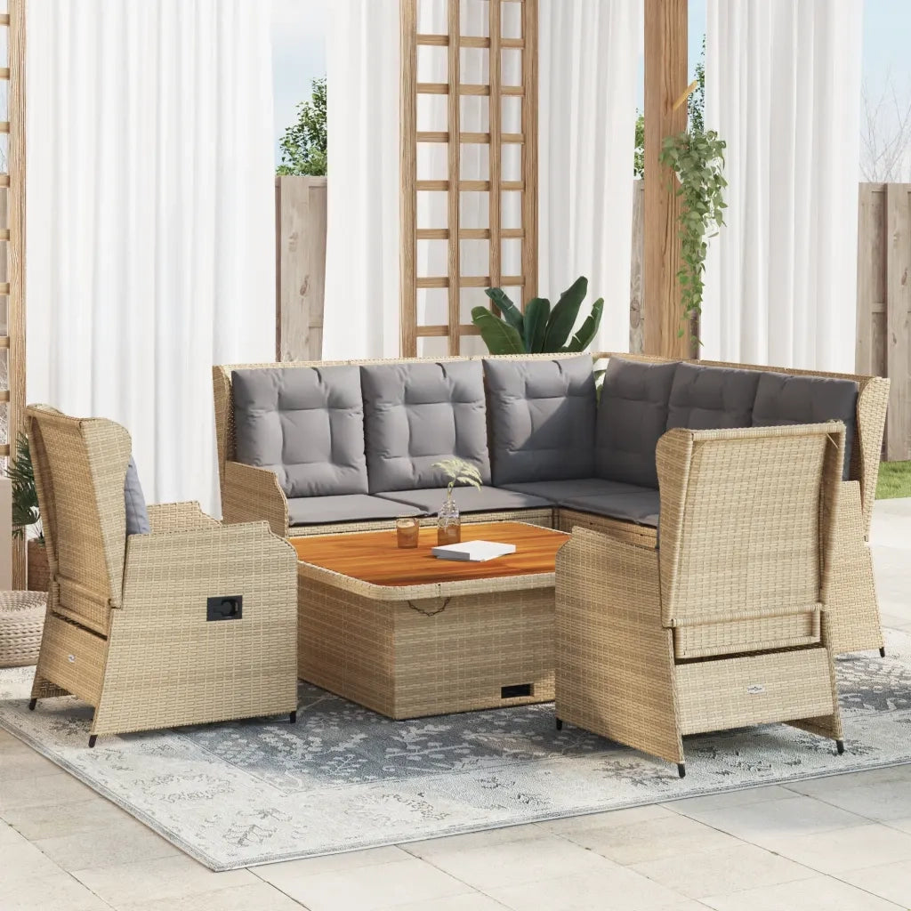 vidaXL Set Divani da Giardino 6 pz con Cuscini in Polyrattan Beige