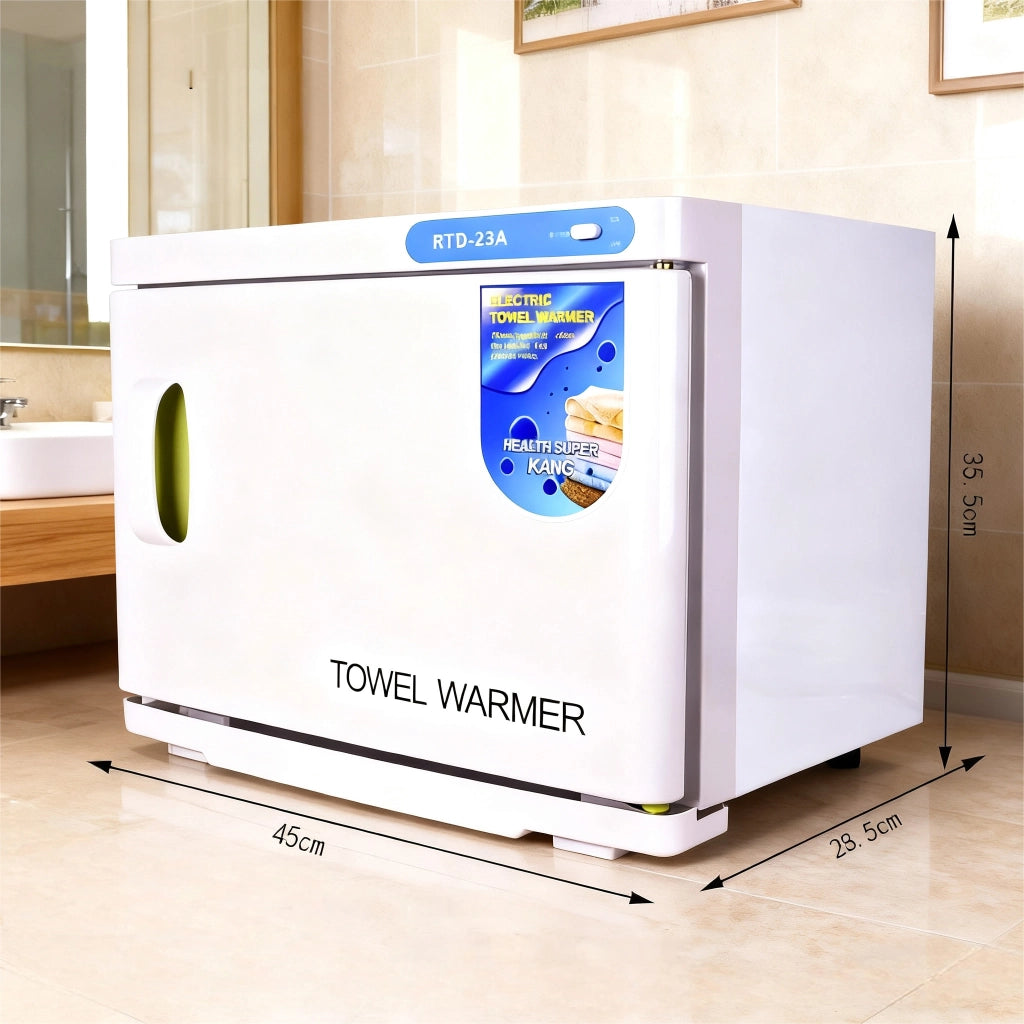 ZMH Scaldasalviette bianco 23L scaldasalviette rotante a 360° asciugasalviette UV per saloni di bellezza e spa