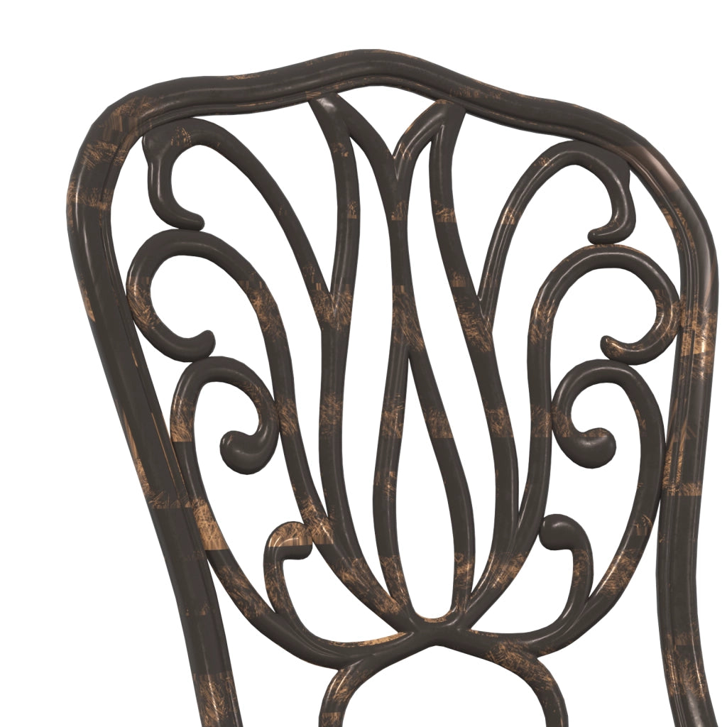 Set da Giardino Bistro a 3 Pezzi in Alluminio Fuso Bronzo di