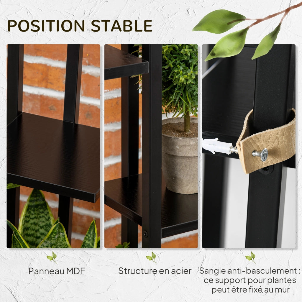Scaffale per piante 5 livelli in metallo per interno ed esterno ¨C Zephmum ¨C 40x22x113cm nero