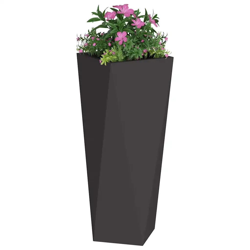 Fioriera-Vaso da Esterno-Contenitore per Piante Nero 30 x 30 x 75 cm Acciaio