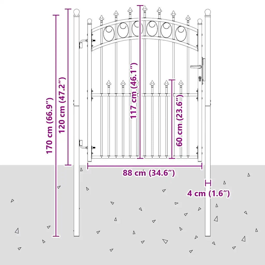 Cancello della recinzione con punte EMMEN 150 x 100 cm CFW6967473