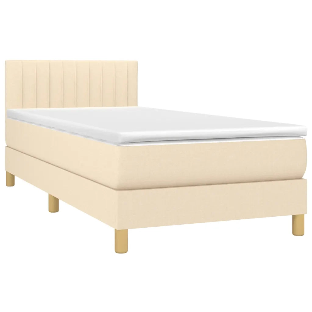 Giroletto a Molle con Materasso-Struttura Letto Crema 90x190 cm in Tessuto 592122